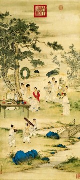 Chino Painting - Lang reloj brillante pintura china antigua